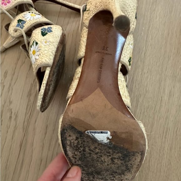 Tabitha Simmons Raffia embroidered high heel sandals size 39 - Picture 3 of 3